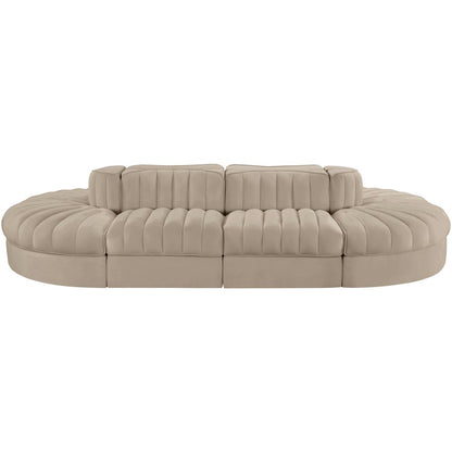 Rummi Beige Velvet Performance Fabric Upholstered 8pc. Modular Sectional