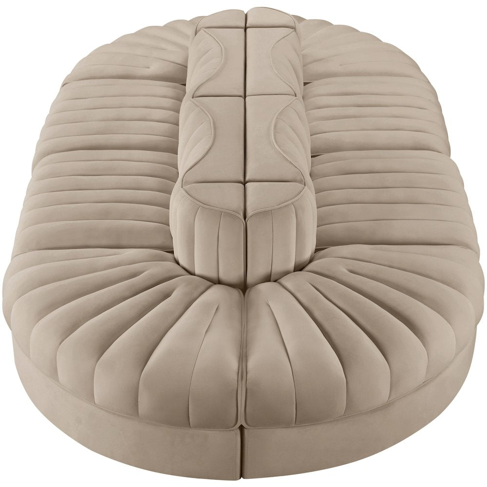 Rummi Beige Velvet Performance Fabric Upholstered 8pc. Modular Sectional