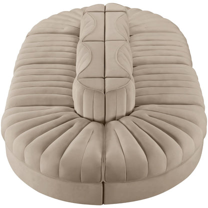 Rummi Beige Velvet Performance Fabric Upholstered 8pc. Modular Sectional