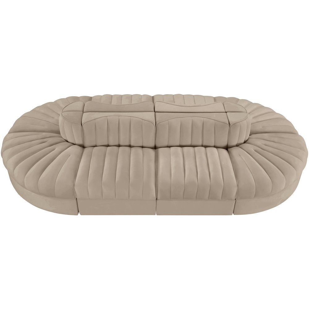 Rummi Beige Velvet Performance Fabric Upholstered 8pc. Modular Sectional