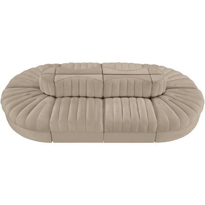 Rummi Beige Velvet Performance Fabric Upholstered 8pc. Modular Sectional