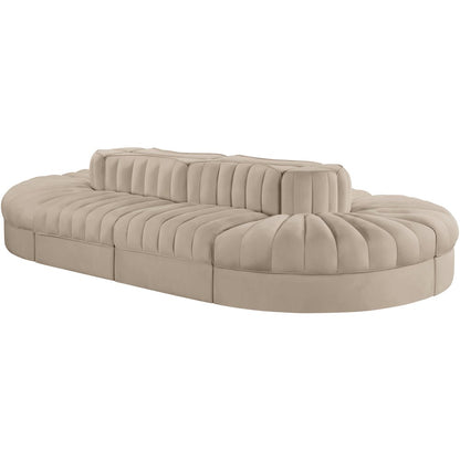 Rummi Beige Velvet Performance Fabric Upholstered 8pc. Modular Sectional