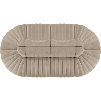 Rummi Beige Velvet Performance Fabric Upholstered 8pc. Modular Sectional