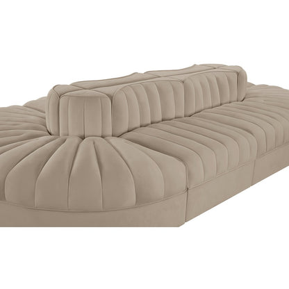 Rummi Beige Velvet Performance Fabric Upholstered 8pc. Modular Sectional
