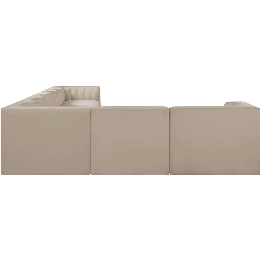 Rummi Beige Velvet Performance Fabric Upholstered 8pc. Modular Sectional