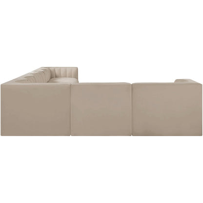 Rummi Beige Velvet Performance Fabric Upholstered 8pc. Modular Sectional