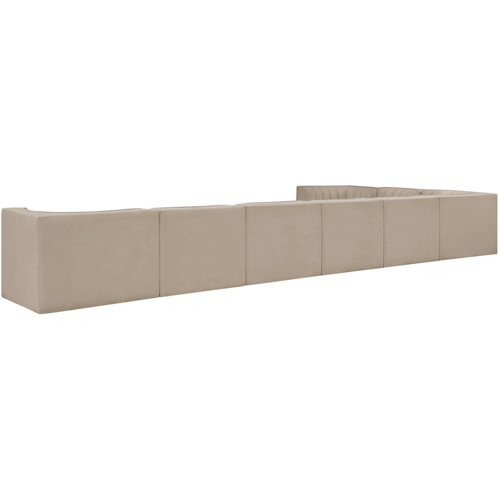 Rummi Beige Velvet Performance Fabric Upholstered 8pc. Modular Sectional