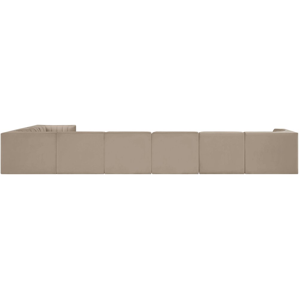 Rummi Beige Velvet Performance Fabric Upholstered 8pc. Modular Sectional