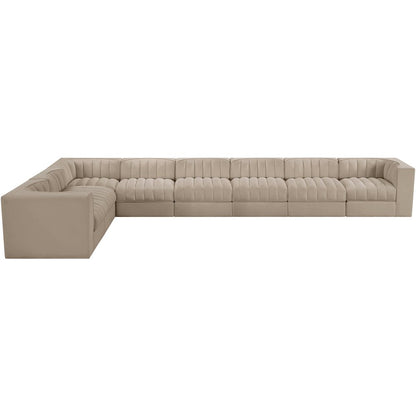 Rummi Beige Velvet Performance Fabric Upholstered 8pc. Modular Sectional