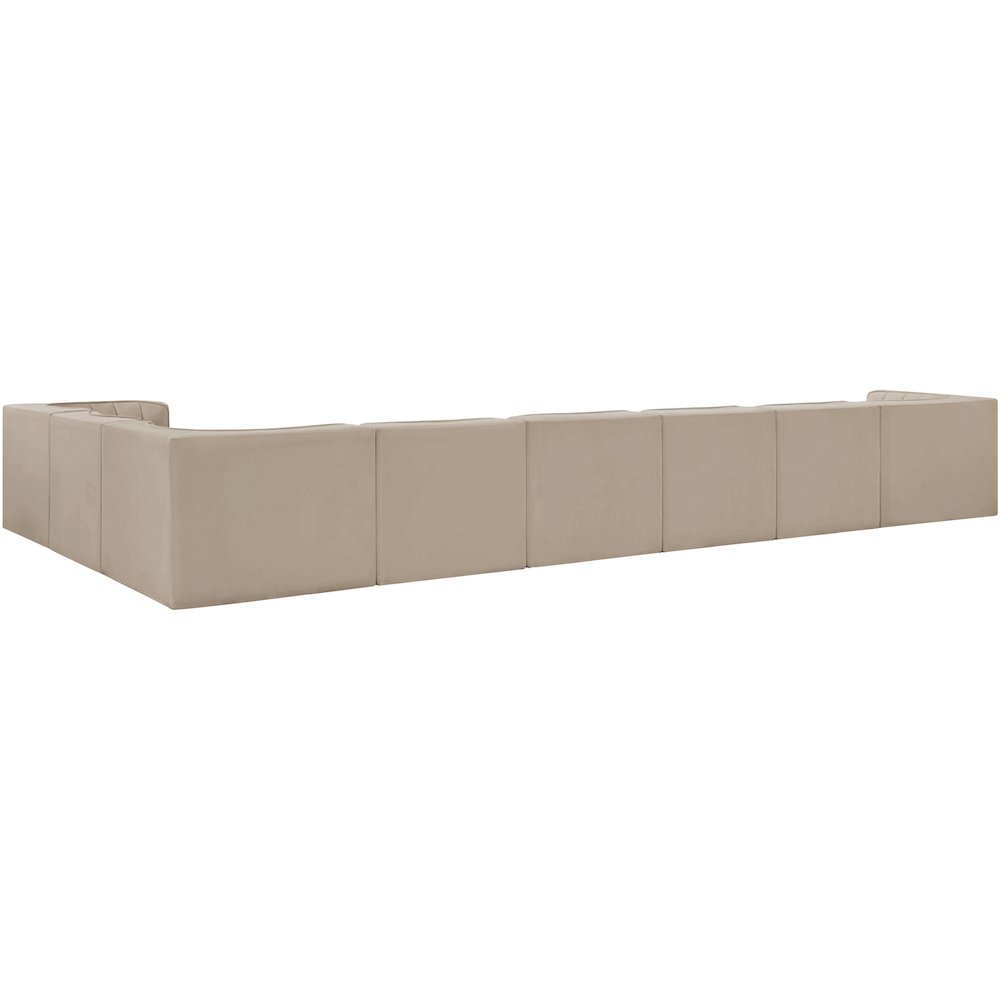 Rummi Beige Velvet Performance Fabric Upholstered 8pc. Modular Sectional
