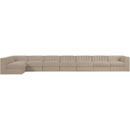 Rummi Beige Velvet Performance Fabric Upholstered 8pc. Modular Sectional