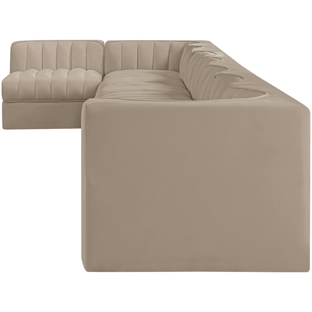 Rummi Beige Velvet Performance Fabric Upholstered 8pc. Modular Sectional