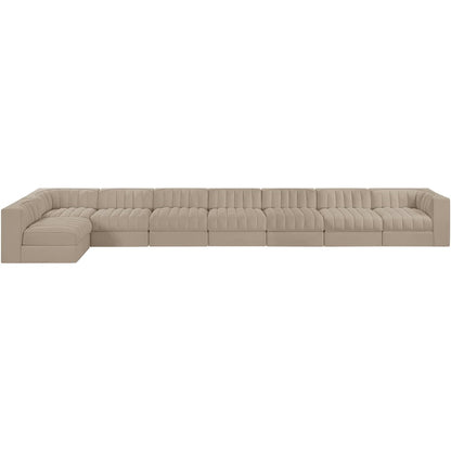 Rummi Beige Velvet Performance Fabric Upholstered 8pc. Modular Sectional
