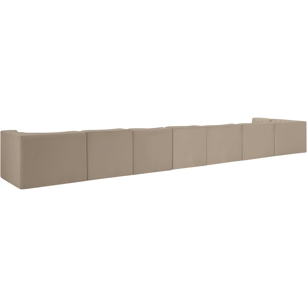 Rummi Beige Velvet Performance Fabric Upholstered 8pc. Modular Sectional