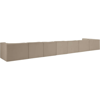 Rummi Beige Velvet Performance Fabric Upholstered 8pc. Modular Sectional