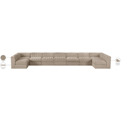 Rummi Beige Velvet Performance Fabric Upholstered 9pc. Modular Sectional