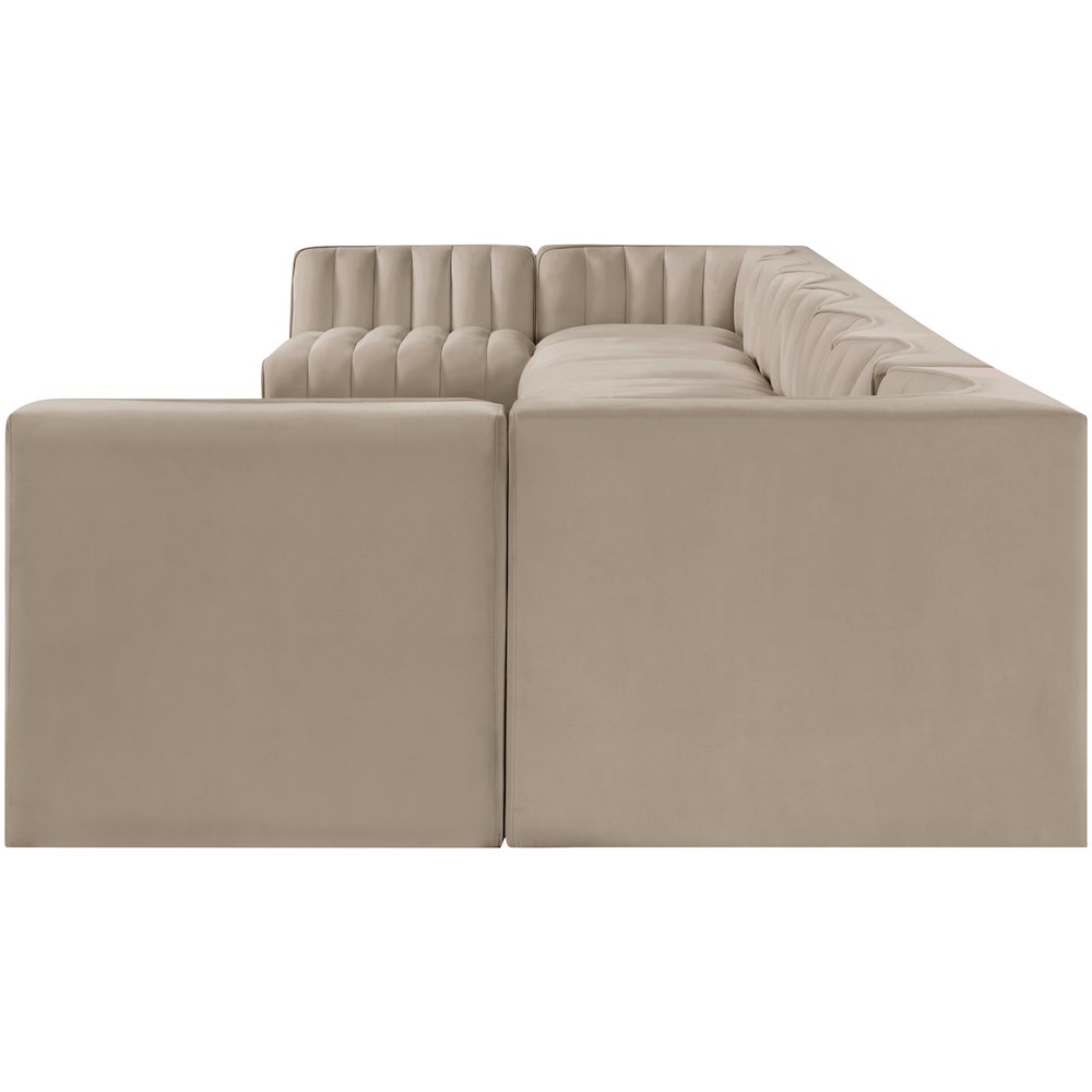 Rummi Beige Velvet Performance Fabric Upholstered 9pc. Modular Sectional