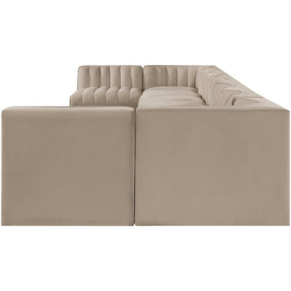 Rummi Beige Velvet Performance Fabric Upholstered 9pc. Modular Sectional