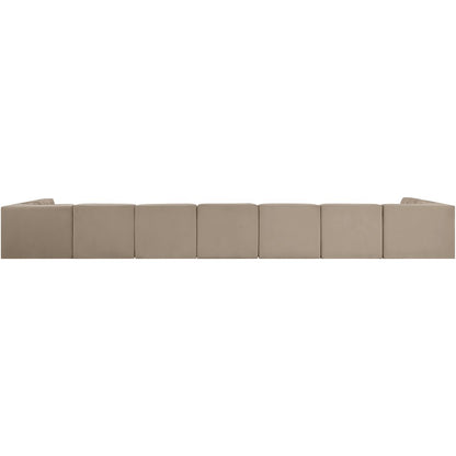 Rummi Beige Velvet Performance Fabric Upholstered 9pc. Modular Sectional