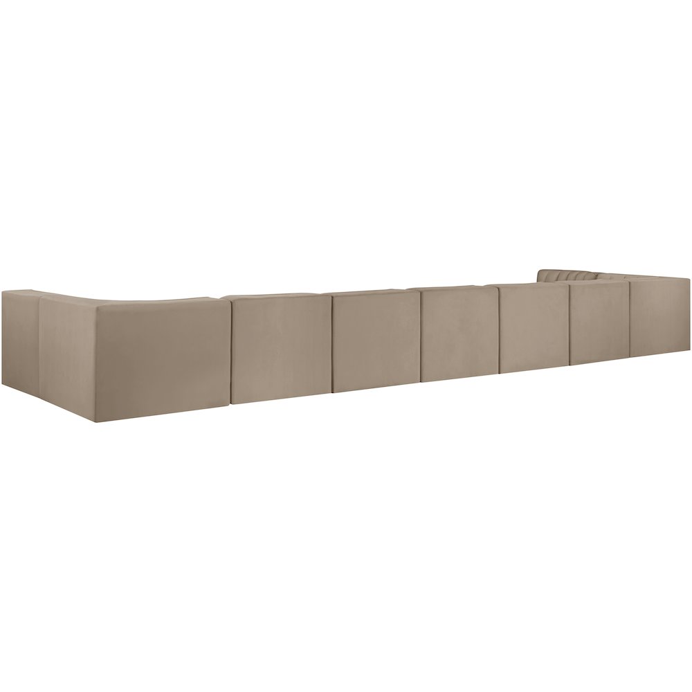Rummi Beige Velvet Performance Fabric Upholstered 9pc. Modular Sectional