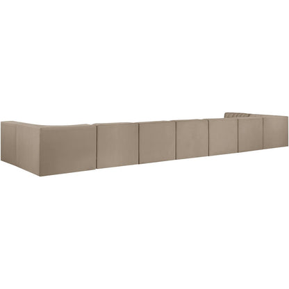 Rummi Beige Velvet Performance Fabric Upholstered 9pc. Modular Sectional