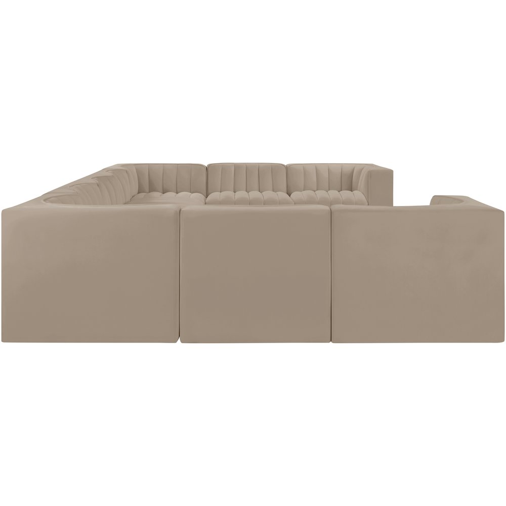 Rummi Beige Velvet Performance Fabric Upholstered 9pc. Modular Sectional