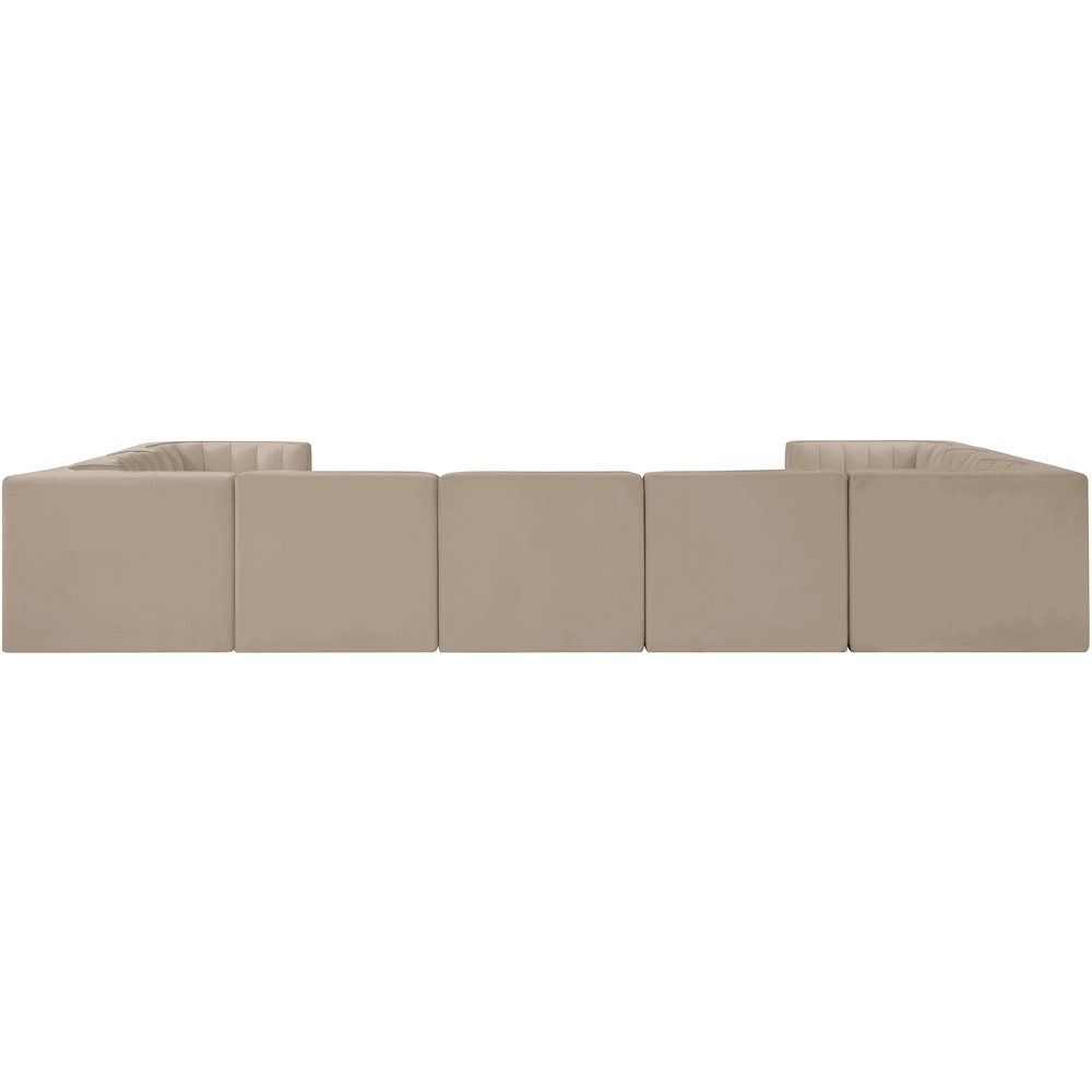 Rummi Beige Velvet Performance Fabric Upholstered 9pc. Modular Sectional