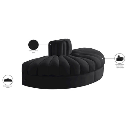 Rummi Black Velvet Performance Fabric Upholstered 2pc. Modular Loveseat