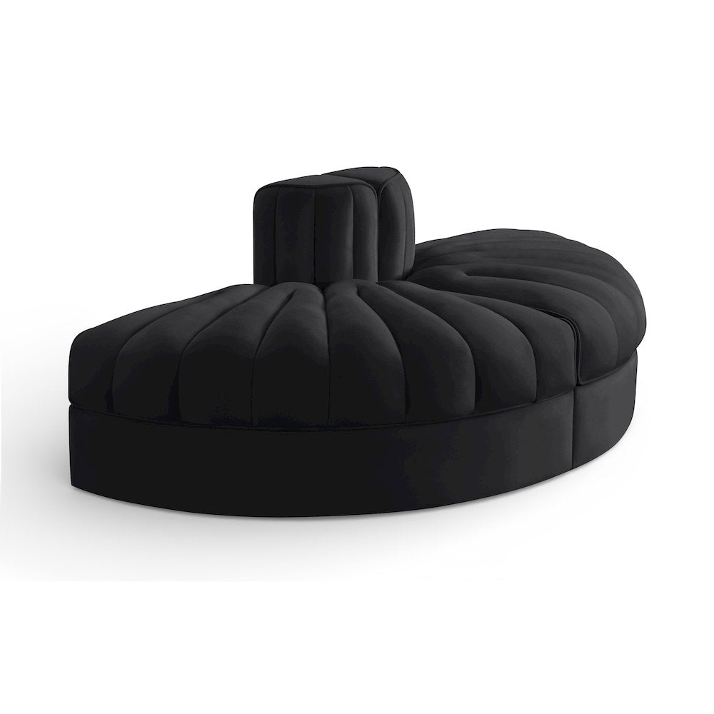 Rummi Black Velvet Performance Fabric Upholstered 2pc. Modular Loveseat