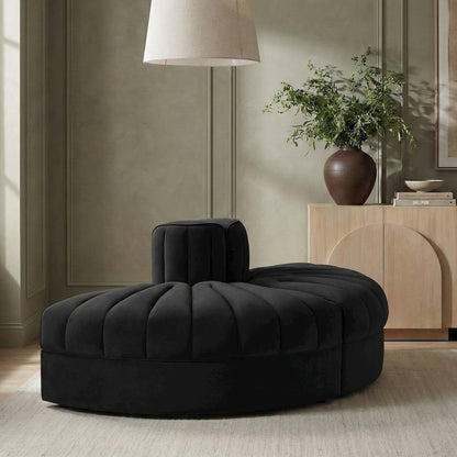 Rummi Black Velvet Performance Fabric Upholstered 2pc. Modular Loveseat