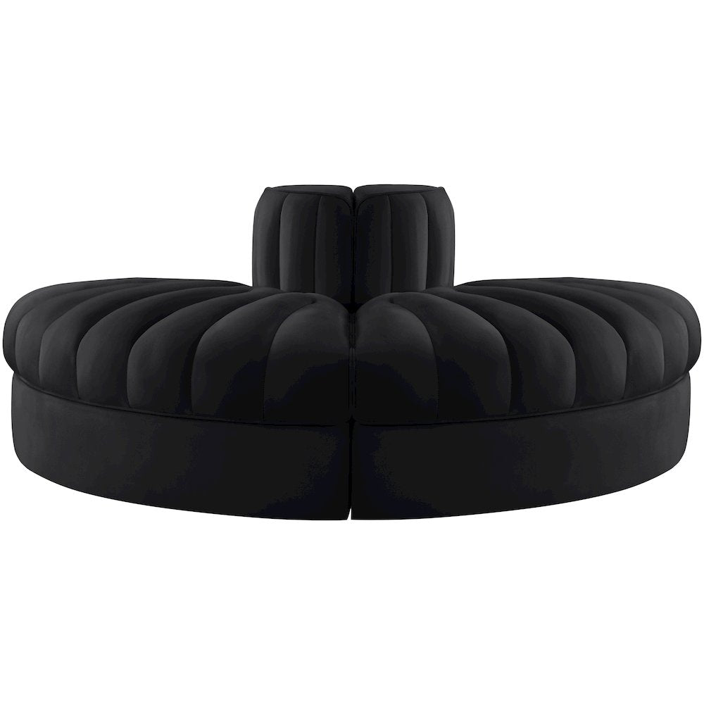 Rummi Black Velvet Performance Fabric Upholstered 2pc. Modular Loveseat