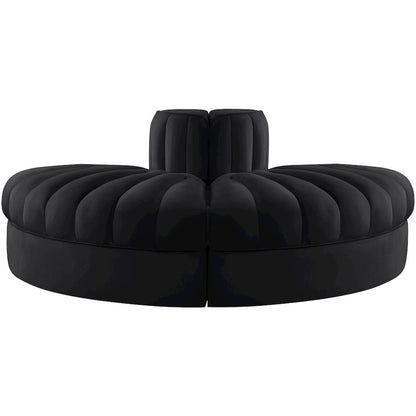 Rummi Black Velvet Performance Fabric Upholstered 2pc. Modular Loveseat