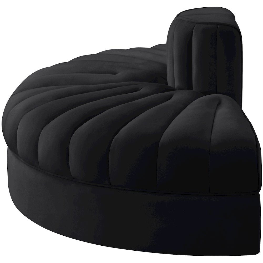 Rummi Black Velvet Performance Fabric Upholstered 2pc. Modular Loveseat