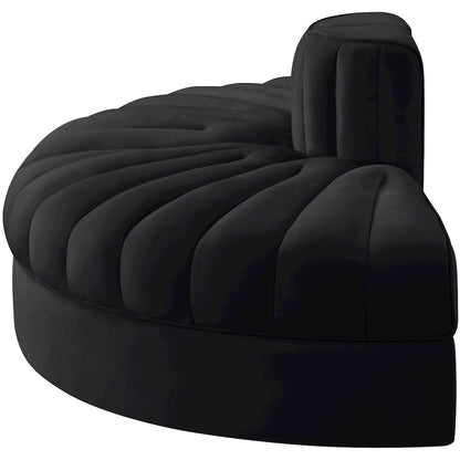 Rummi Black Velvet Performance Fabric Upholstered 2pc. Modular Loveseat