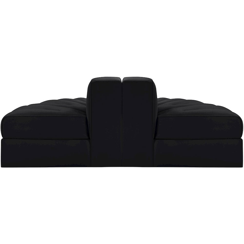 Rummi Black Velvet Performance Fabric Upholstered 2pc. Modular Loveseat