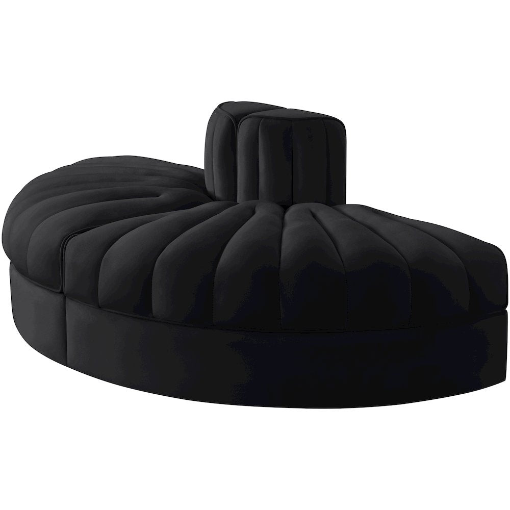 Rummi Black Velvet Performance Fabric Upholstered 2pc. Modular Loveseat