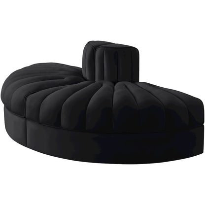 Rummi Black Velvet Performance Fabric Upholstered 2pc. Modular Loveseat