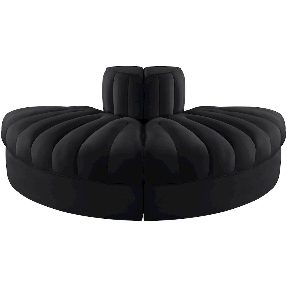 Rummi Black Velvet Performance Fabric Upholstered 2pc. Modular Loveseat