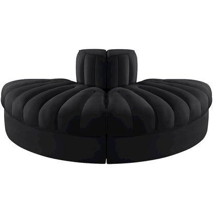 Rummi Black Velvet Performance Fabric Upholstered 2pc. Modular Loveseat