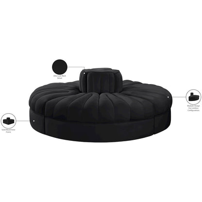 Rummi Black Velvet Performance Fabric Upholstered 4pc. Modular Sofa
