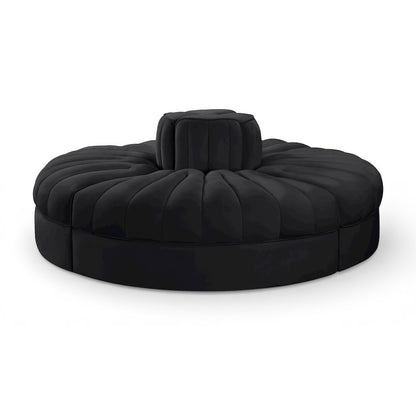 Rummi Black Velvet Performance Fabric Upholstered 4pc. Modular Sofa