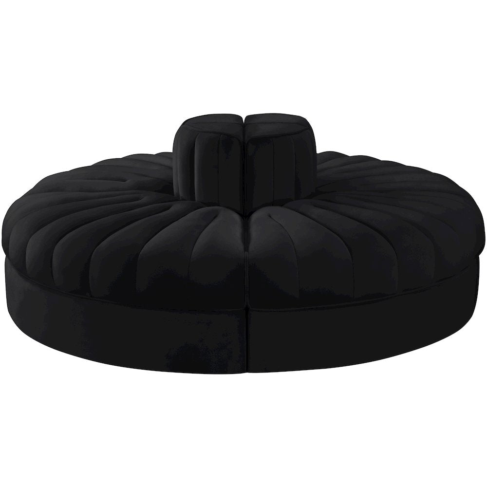 Rummi Black Velvet Performance Fabric Upholstered 4pc. Modular Sofa