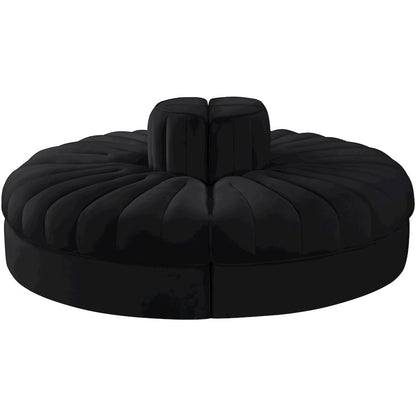 Rummi Black Velvet Performance Fabric Upholstered 4pc. Modular Sofa