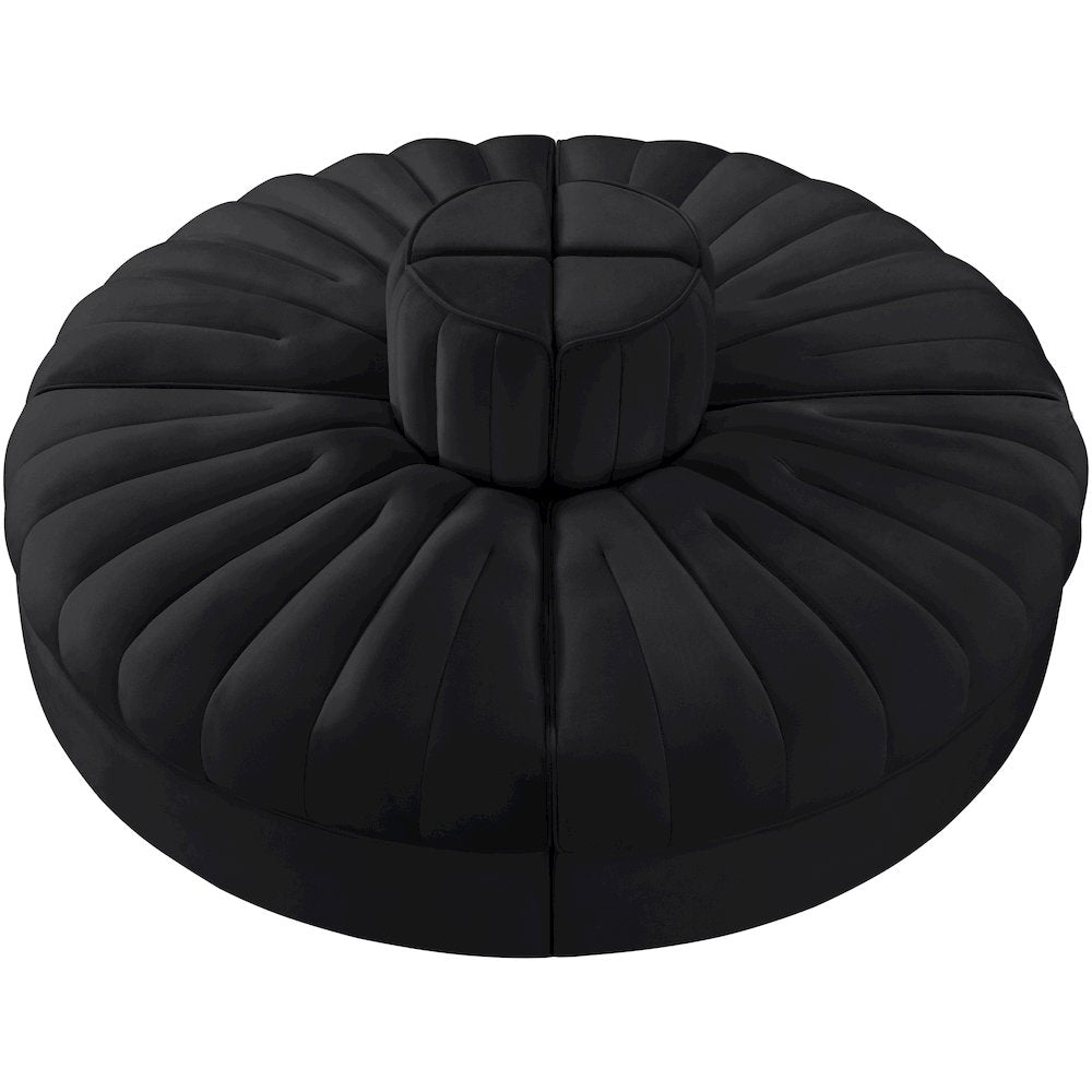 Rummi Black Velvet Performance Fabric Upholstered 4pc. Modular Sofa