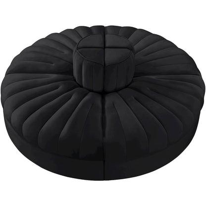 Rummi Black Velvet Performance Fabric Upholstered 4pc. Modular Sofa