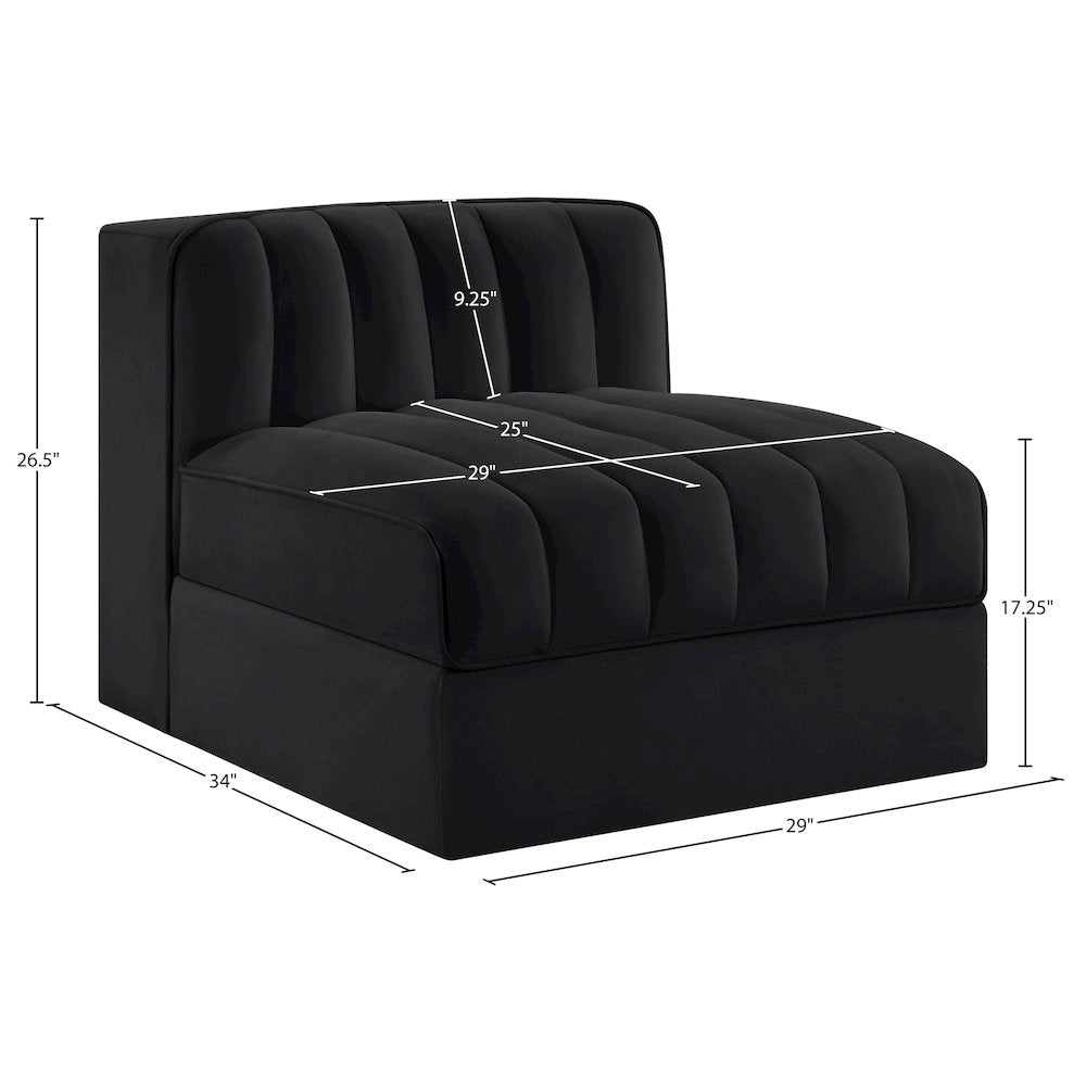 Rummi Black Velvet Performance Fabric Upholstered Modular Chair