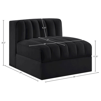 Rummi Black Velvet Performance Fabric Upholstered Modular Chair