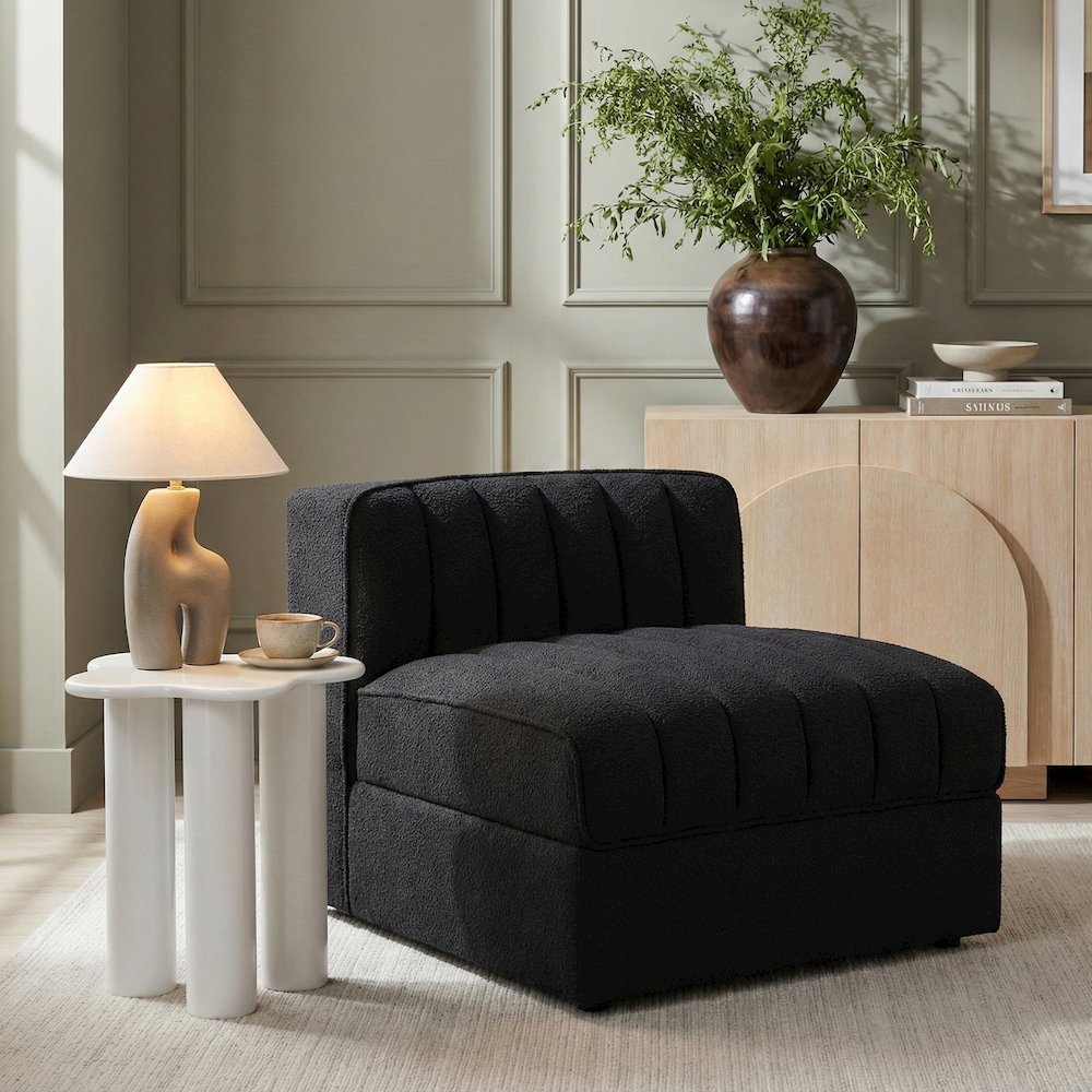 Rummi Black Velvet Performance Fabric Upholstered Modular Chair