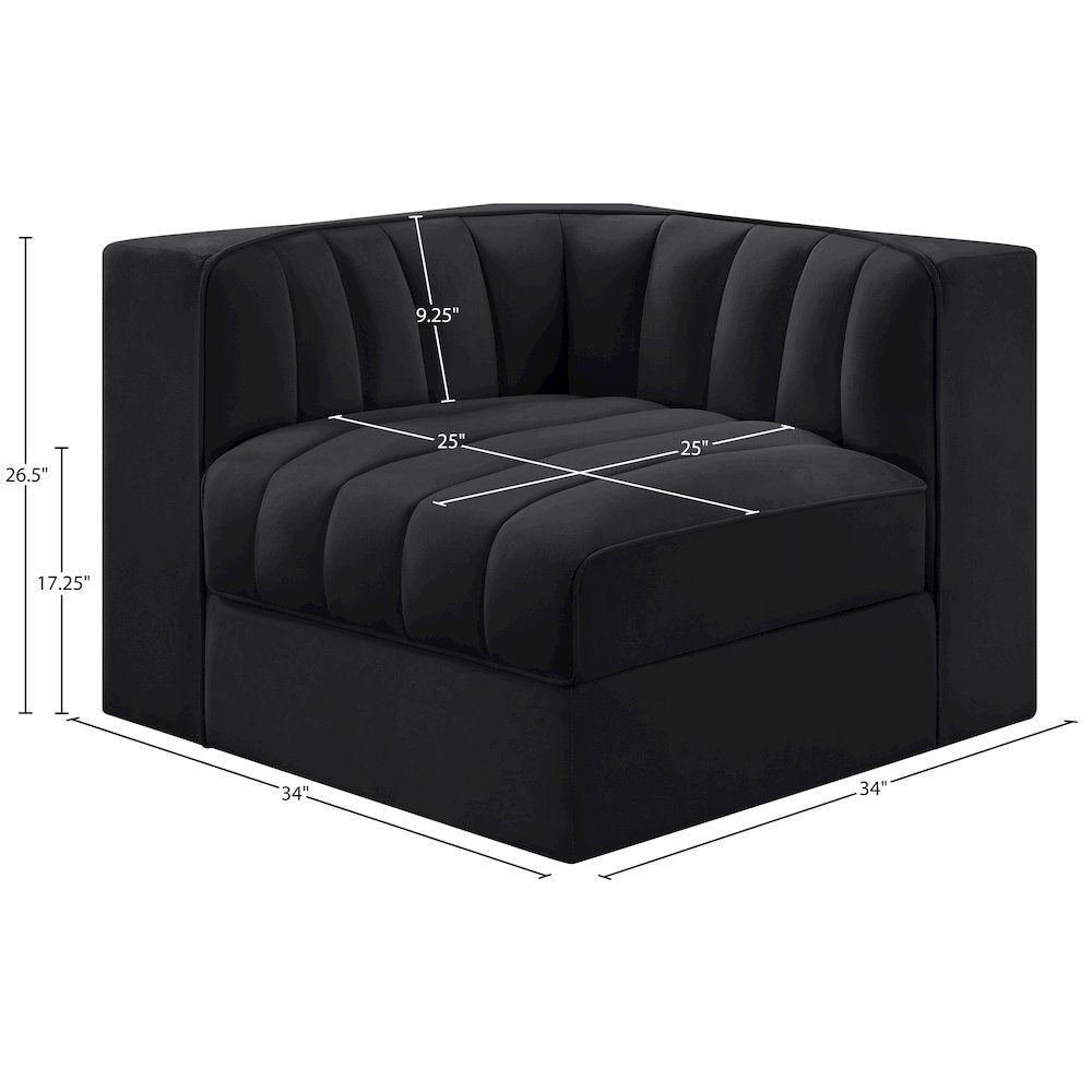 Rummi Black Velvet Performance Fabric Upholstered Modular Chair