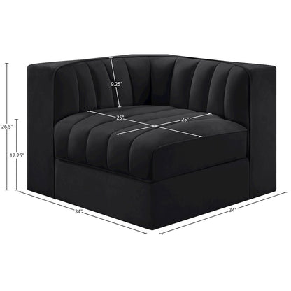 Rummi Black Velvet Performance Fabric Upholstered Modular Chair